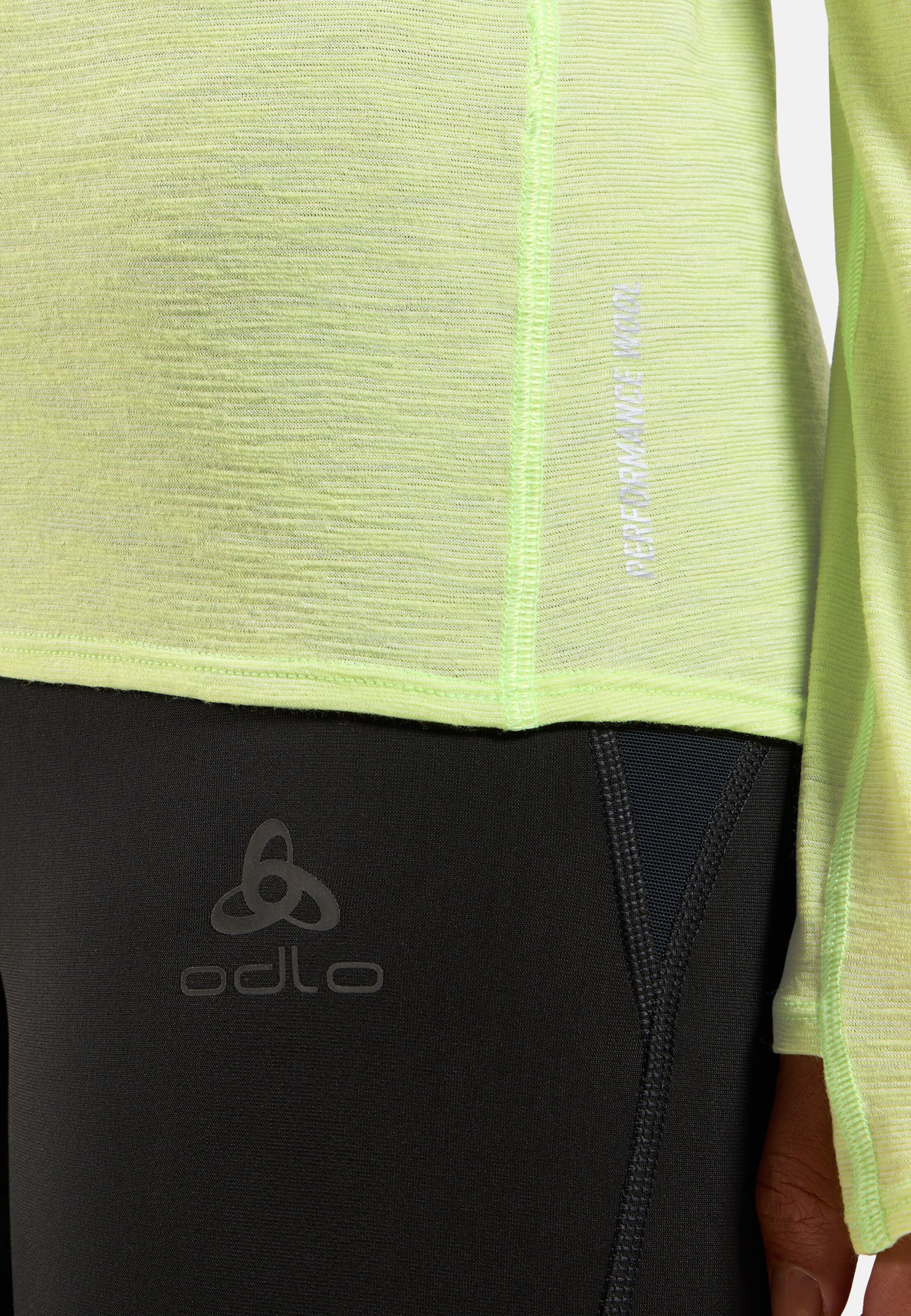 Langärmeliges X-Alp Performance Wool 115 Trailrunning-Shirt in shadow lime melange