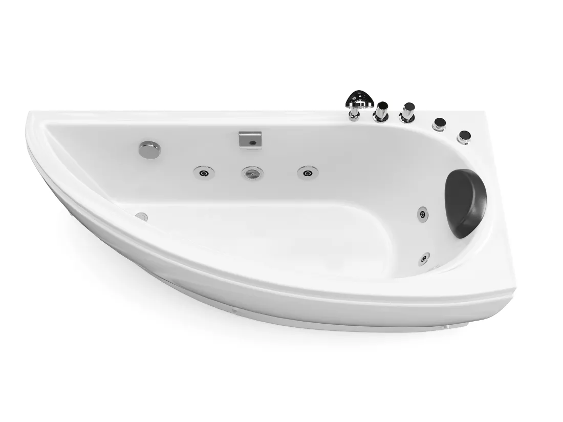 Baignoire balnéo asymétrique blanche - 1 place - 160 x 75 cm - Angle droit - TABANA