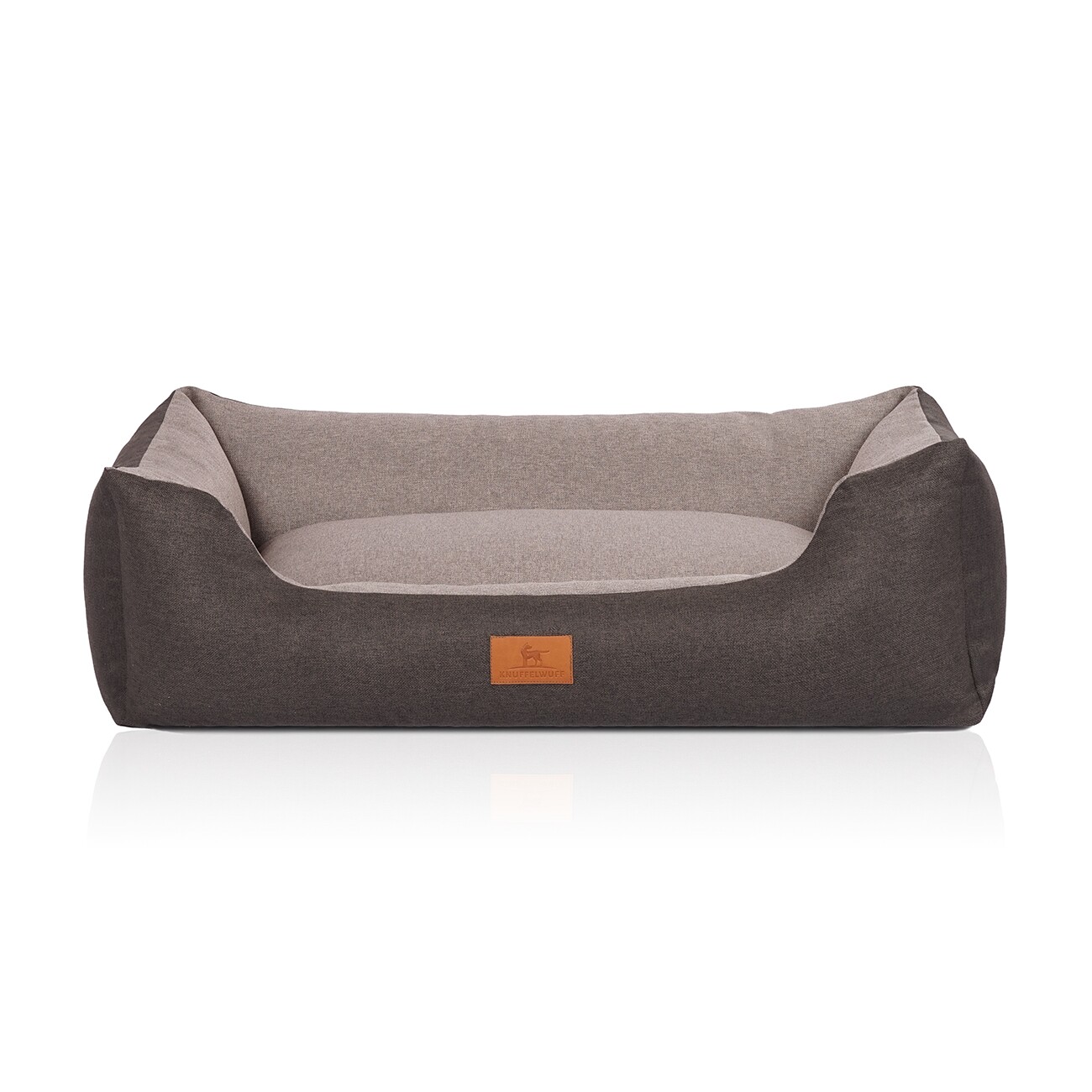 Knuffelwuff Hundebett Luke aus Velours mit feinem Handwebcharakter schwarz/ grau M-L