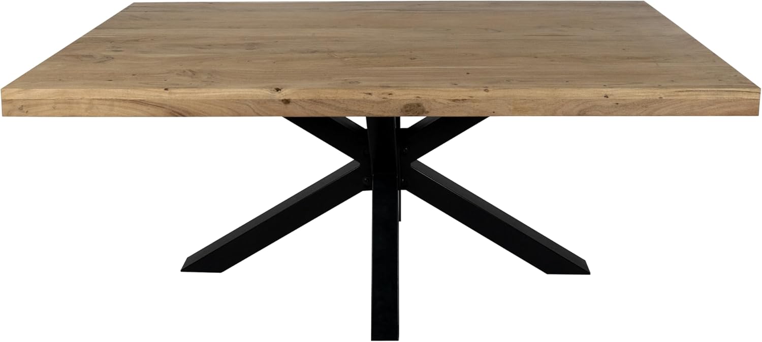 SAM Esstisch 220 x 100 cm Rio, Esszimmertisch naturfarben, Akazienholz massiv, Spider-Gestell aus Metall Schwarz, gerade Kanten