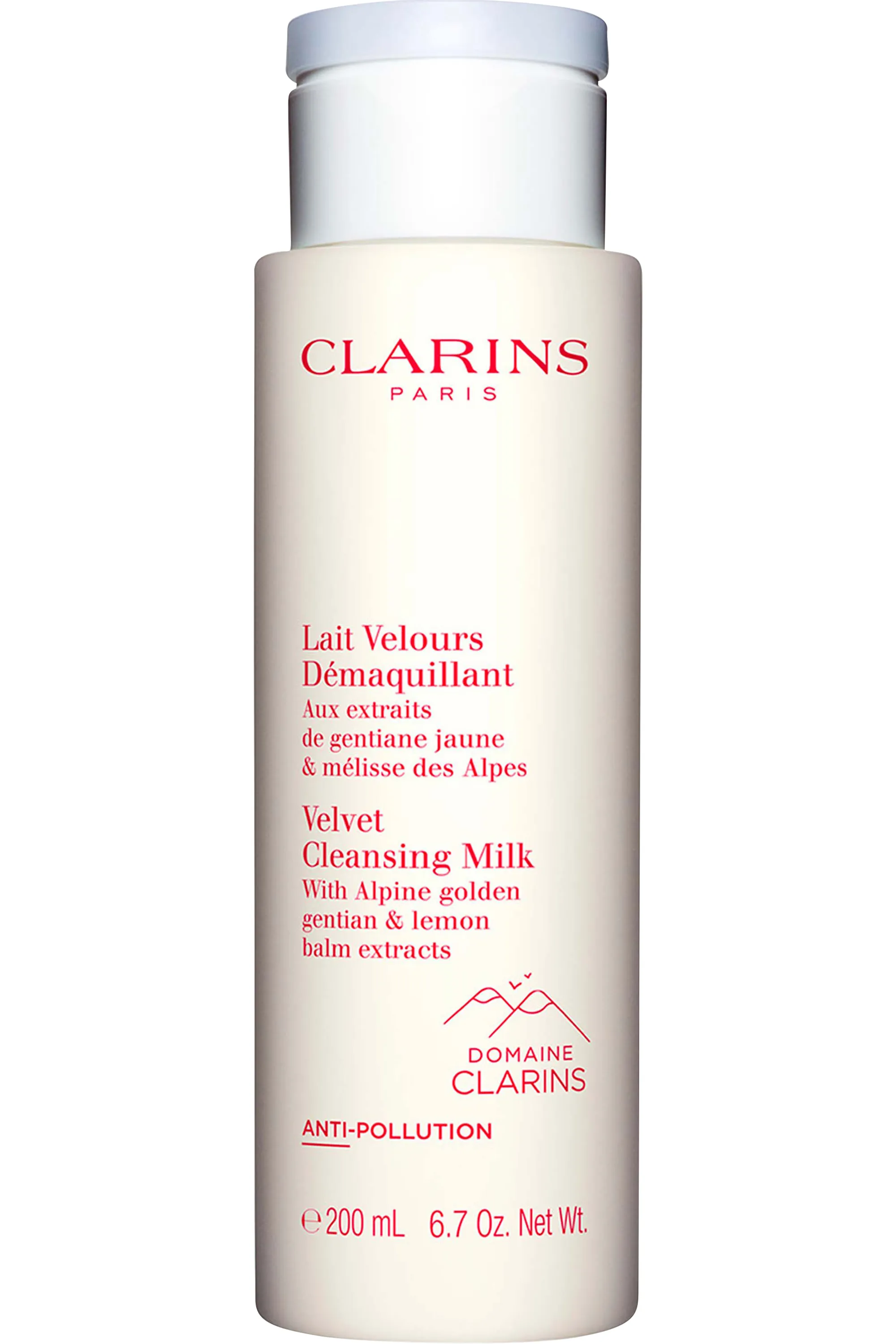 Clarins Lait velours démaquillant aux extraits de gentiane jaune & mélisse des Alpes-200 ml