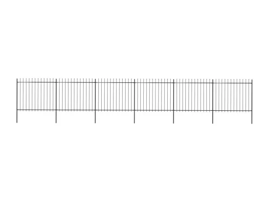 Cl?ture de jardin avec dessus en lance Acier 10,2 x 1,5 m Noir