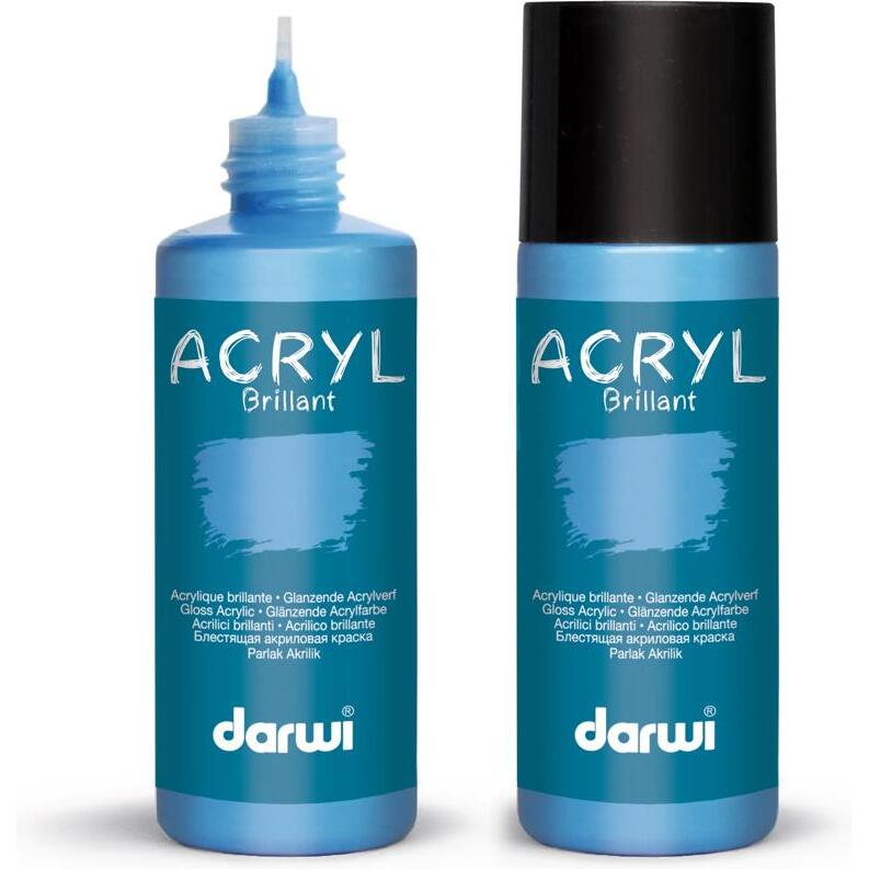 Darwi Flacon de 80 ml de Peinture Acrylique Universelle Brillante - Bleu