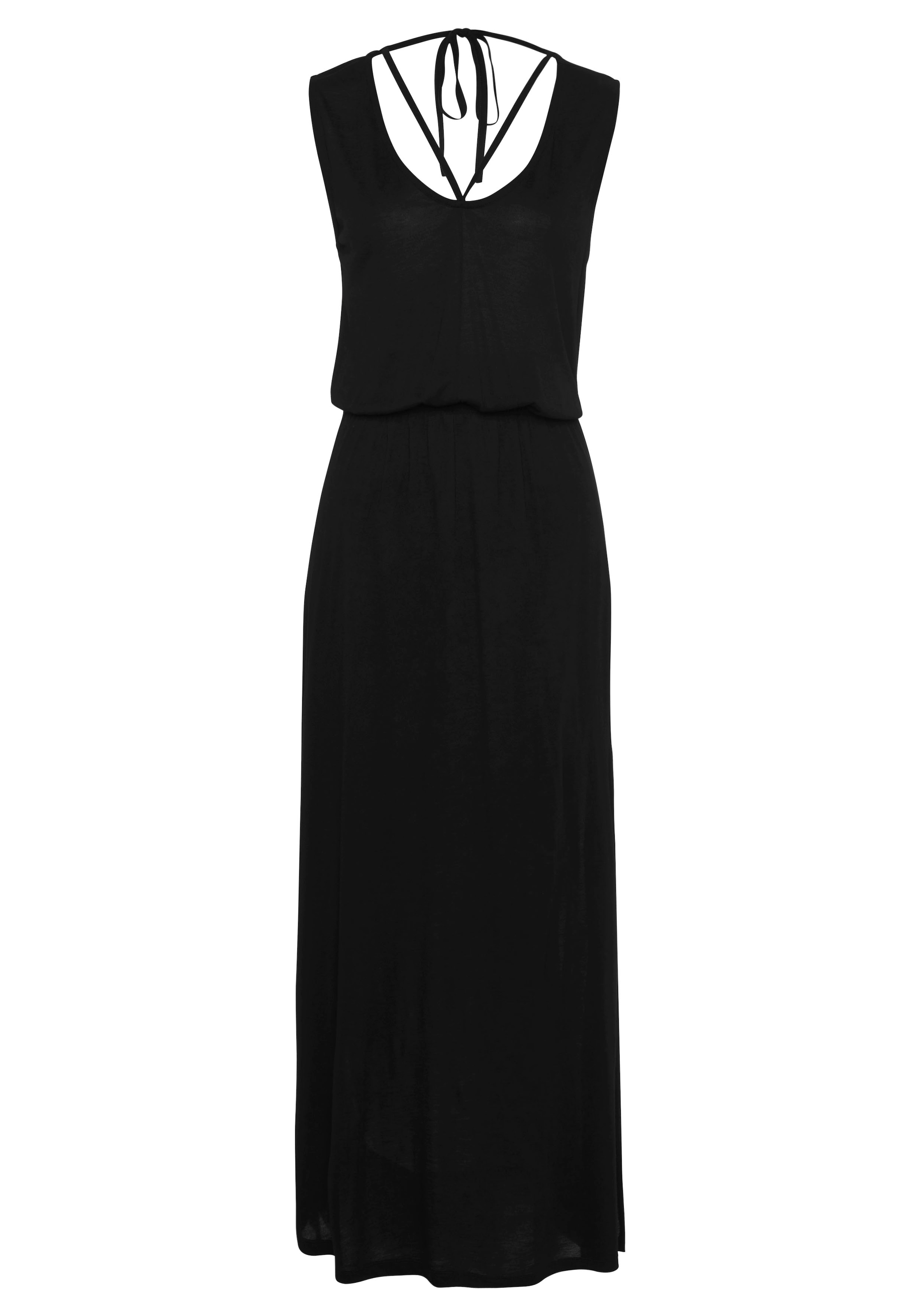 Buffalo Maxikleid mit Zierbändern und Schlitz, Sommerkleid, Strandkleid