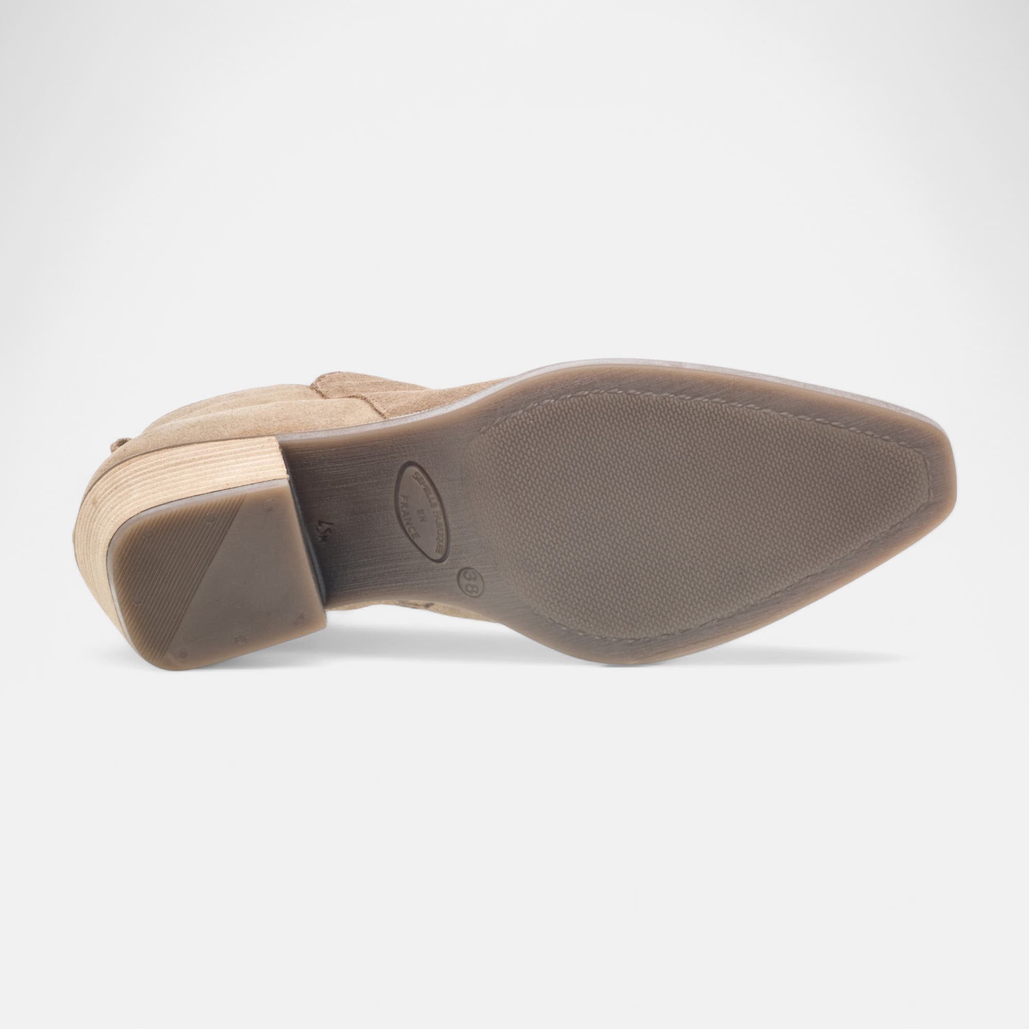 Santiags à talon Femme en cuir beige