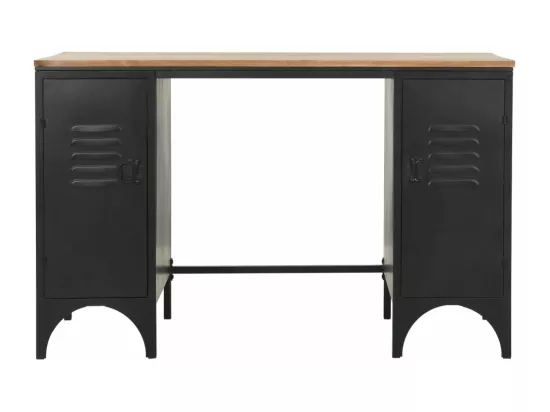 Bureau à double piédestal Bois de sapin et acier 120x50x76 cm