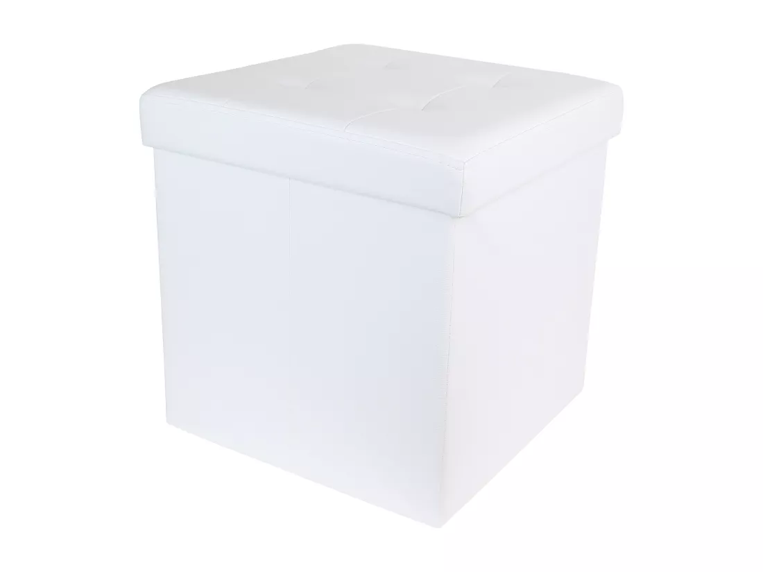 Coffre Pouf Pliable Pu Blanc