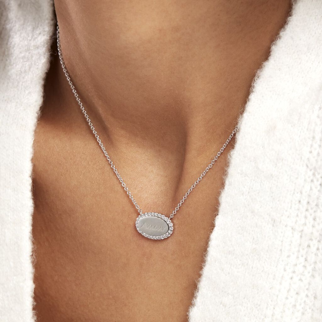 Collier Argent Blanc Ankur Oxydes De Zirconium