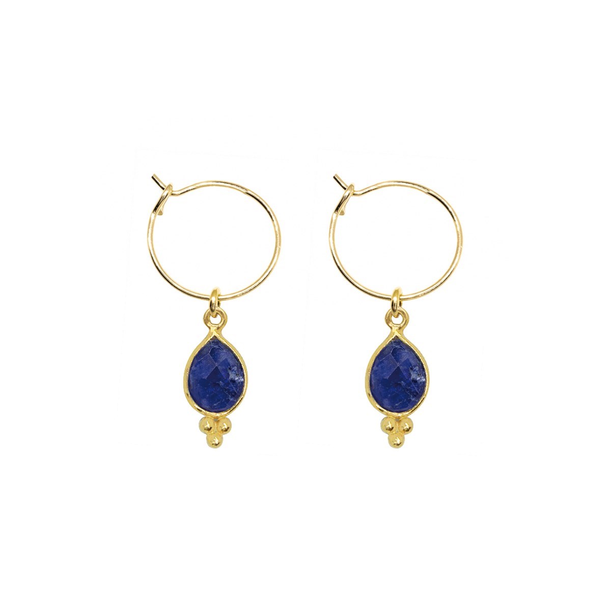Boucles pierre quartz saphir dorées à l'or fin 24k NEW DELHI