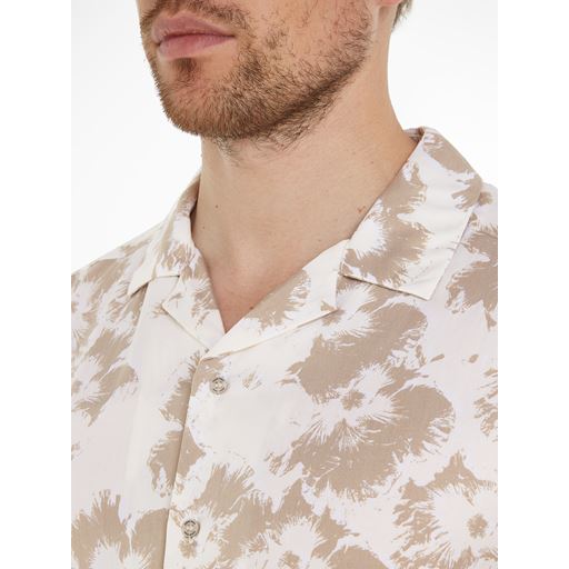 Calvin Klein Kortærmet Skjorte, Egret/ Fresh Clay Flowers, XL