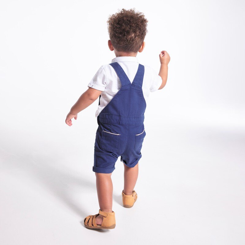 Ensemble salopette courte et polo bleue bébé garçon Bleu
