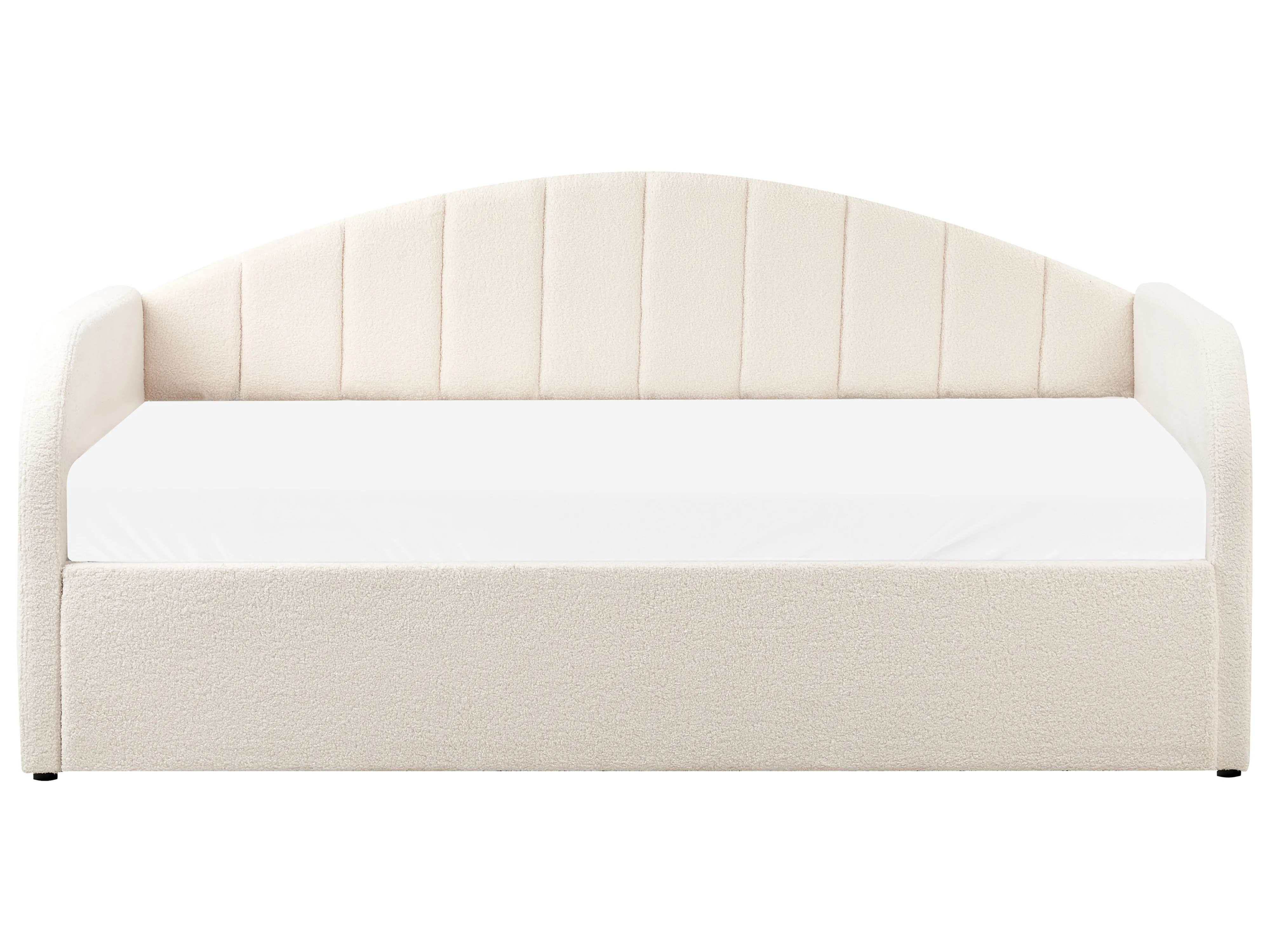 Onderschuifbed Bouclé EYBURIE 90 x 200 cm Lichtbeige