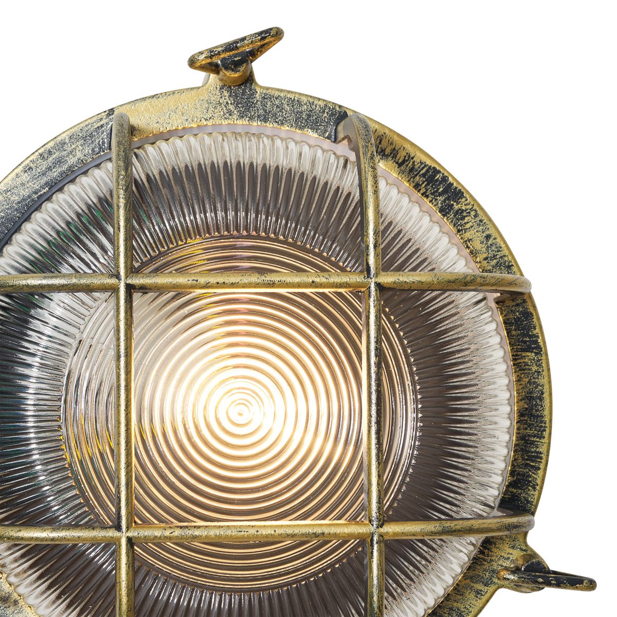 Buiten wand- en plafondlamp antiek goud rond IP44 - Noutica