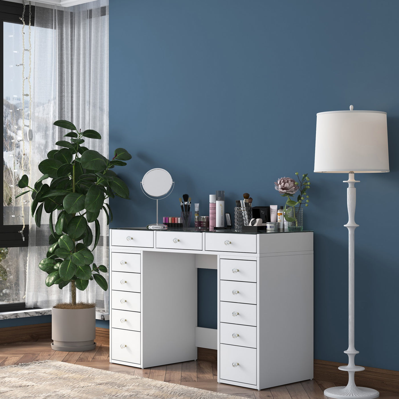 Giga Meubel - Kaptafel - Wit|Glas - 120cm - Beyas