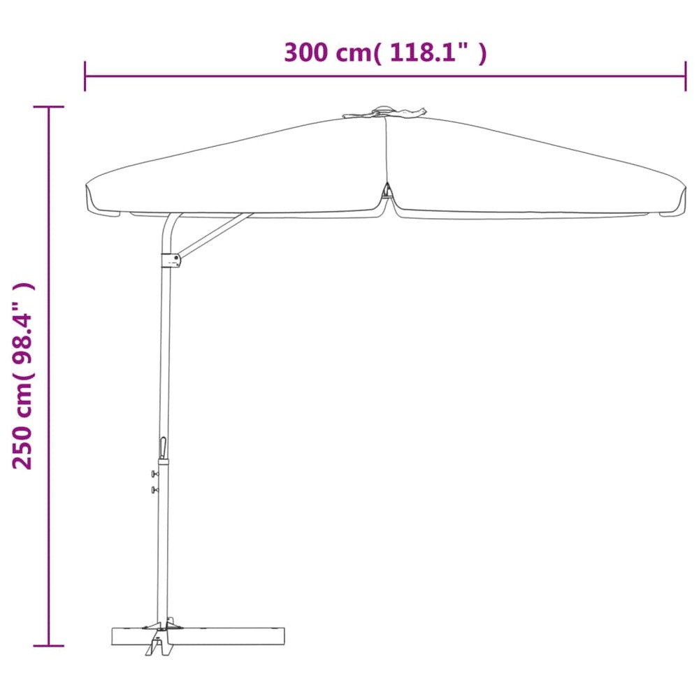 Parasol mobilier de jardin d'extérieur avec mât en acier 300 x 250 cm anthracite