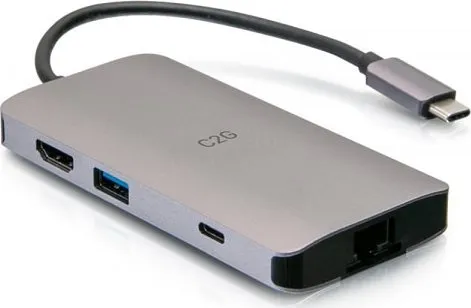 C2G USB-C® Mini Dock with HDMI, 2x USB-A, Ethernet, SD Card Reader, and USB-C Power Delivery up to 100W - 4K 30Hz - Dockingstation - USB-C / Thunderbolt 3 - HDMI - 1GbE