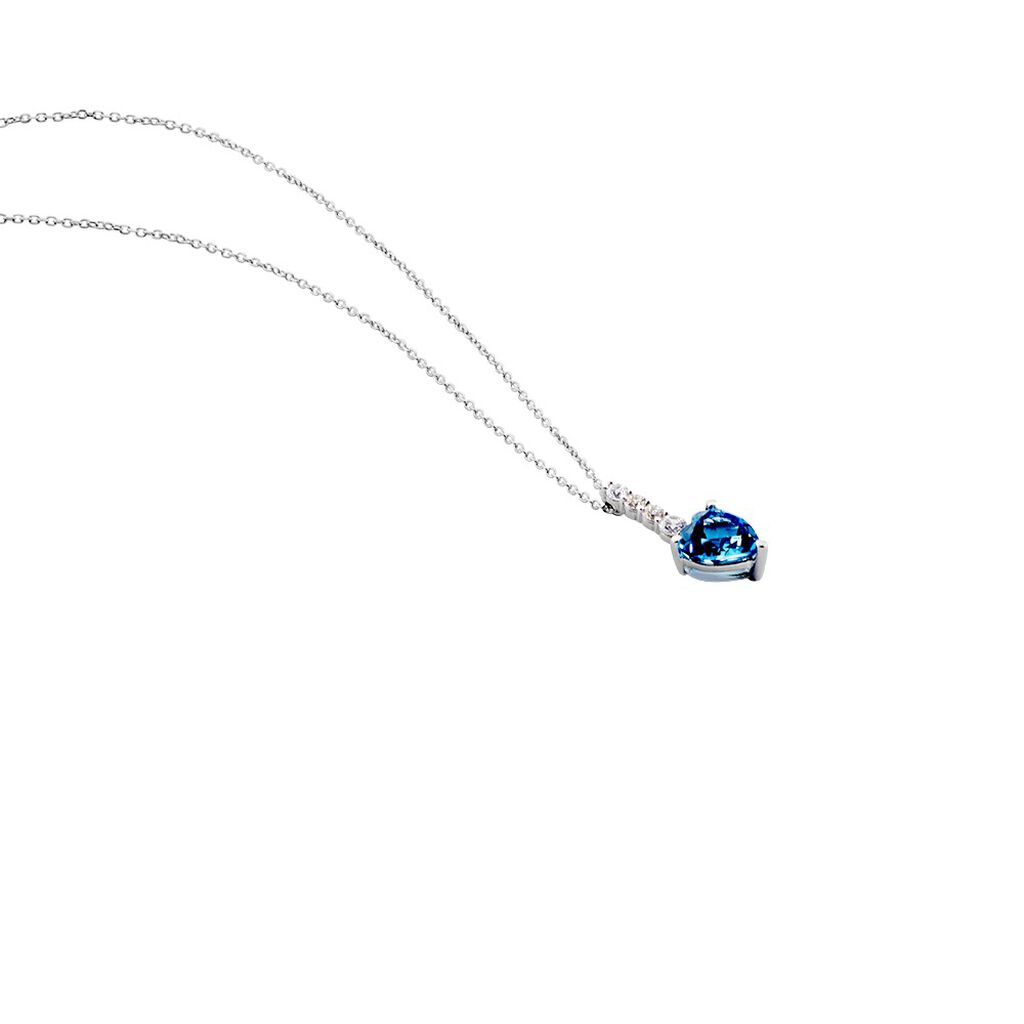 Collier Or Blanc Fany Topaze Oxydes De Zirconium