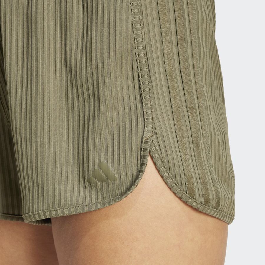 Adidas Short taille haute bords-côtes 3 bandes ton sur ton Pacer All Gym Seasonal