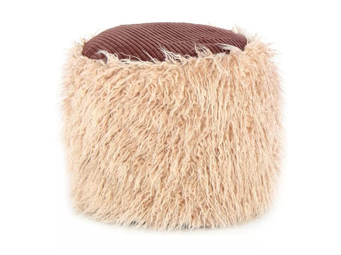 Pouf Rond Imitation Fourrure 