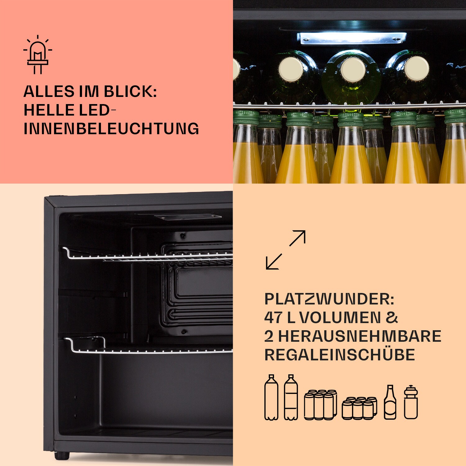 Coachella 50 Weinkühlschrank 47 Liter WiFi-Funktion Hintergrundbeleuchtung Edelstahl