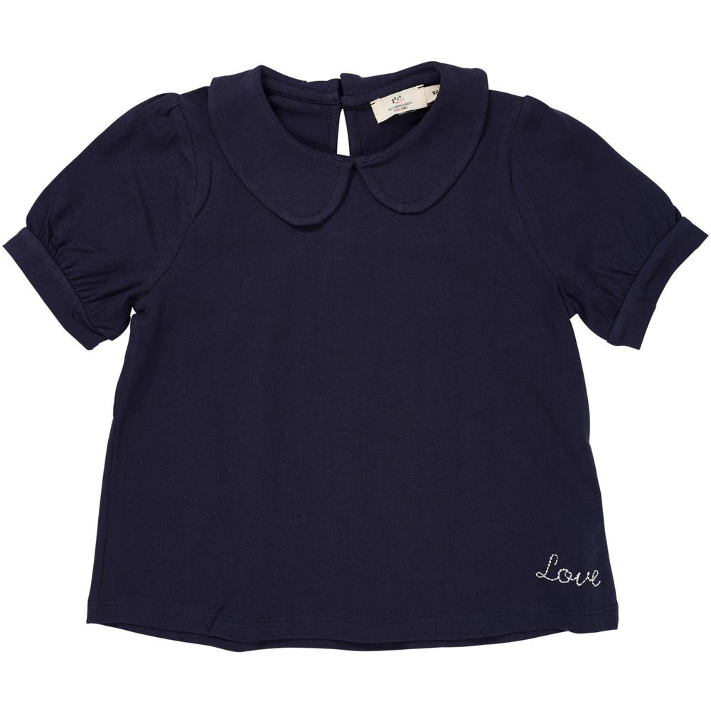 Køb COPENHAGEN COLORS Navy Solid T-shirt m. krave