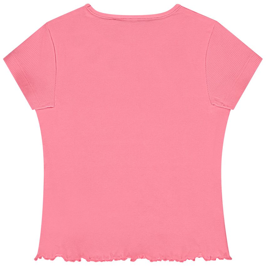 T-shirt manches courtes côtelé et ajouré pour fille - Multicolore
