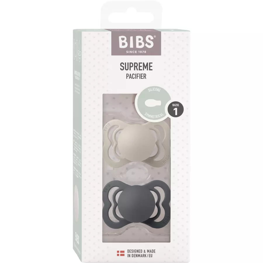 BIBS® Schnuller Supreme Sand & Iron Silikon 0-6 Monate, 2 Stk.