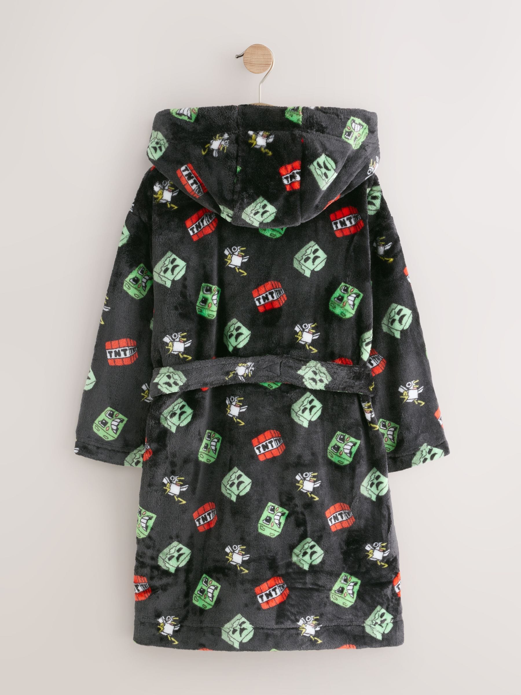 Zwart - Minecraft fleece badjas (5-16jaar)