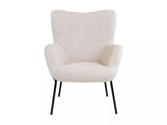 Glasgow - Fauteuil en tissu bouclette et métal : Couleur - Blanc