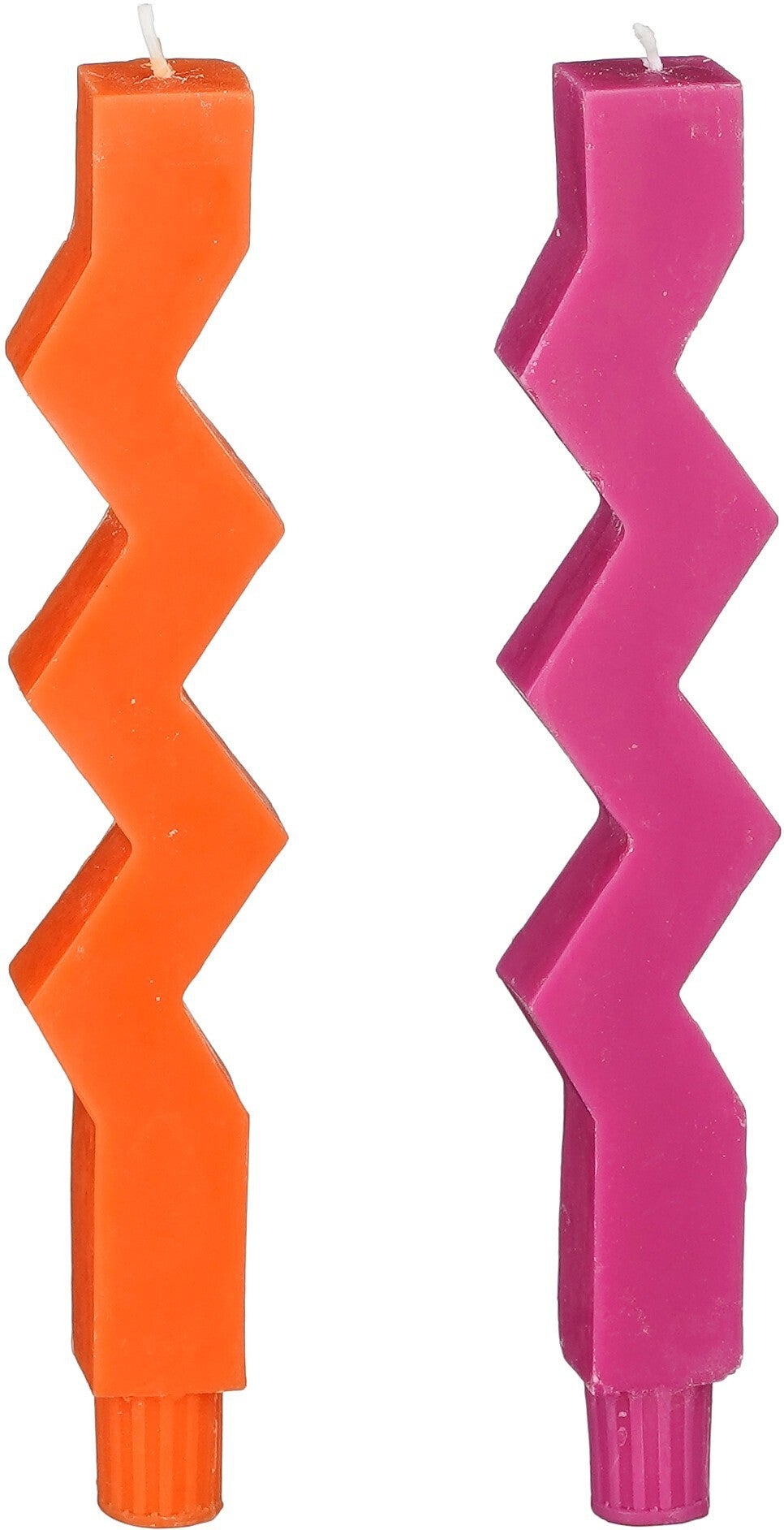 Mica Decorations dinerkaars Zigzag paars / oranje 8 uur 3,4 x 2,5 x 25,7 cm 2 stuks