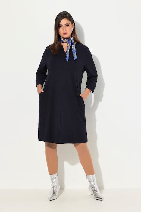 Punto-Sweatkleid, Stehkragen, 3/4-Arm, Taschen