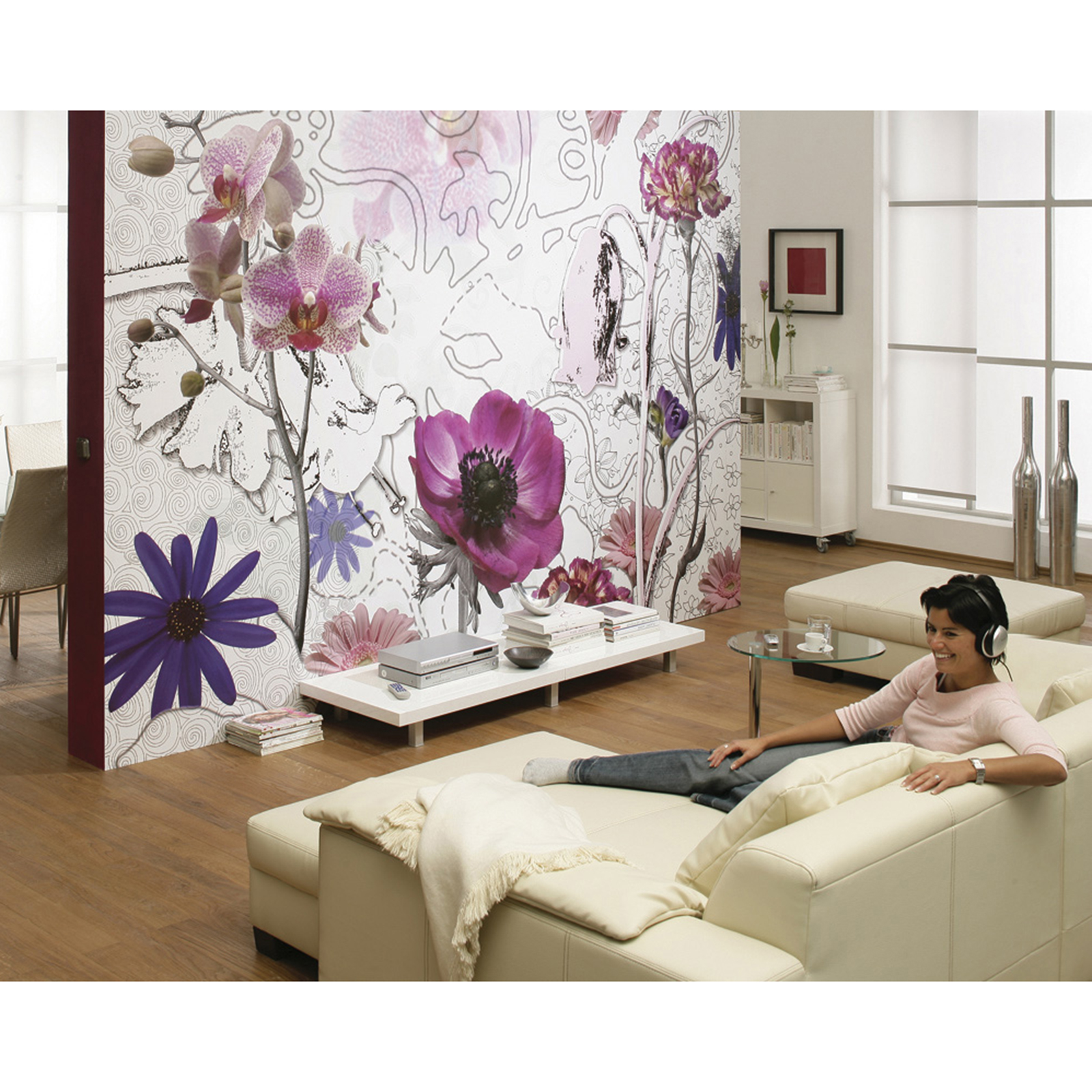 Papier-Fototapete PURPLE - weiß-lila - 3,68 Meter