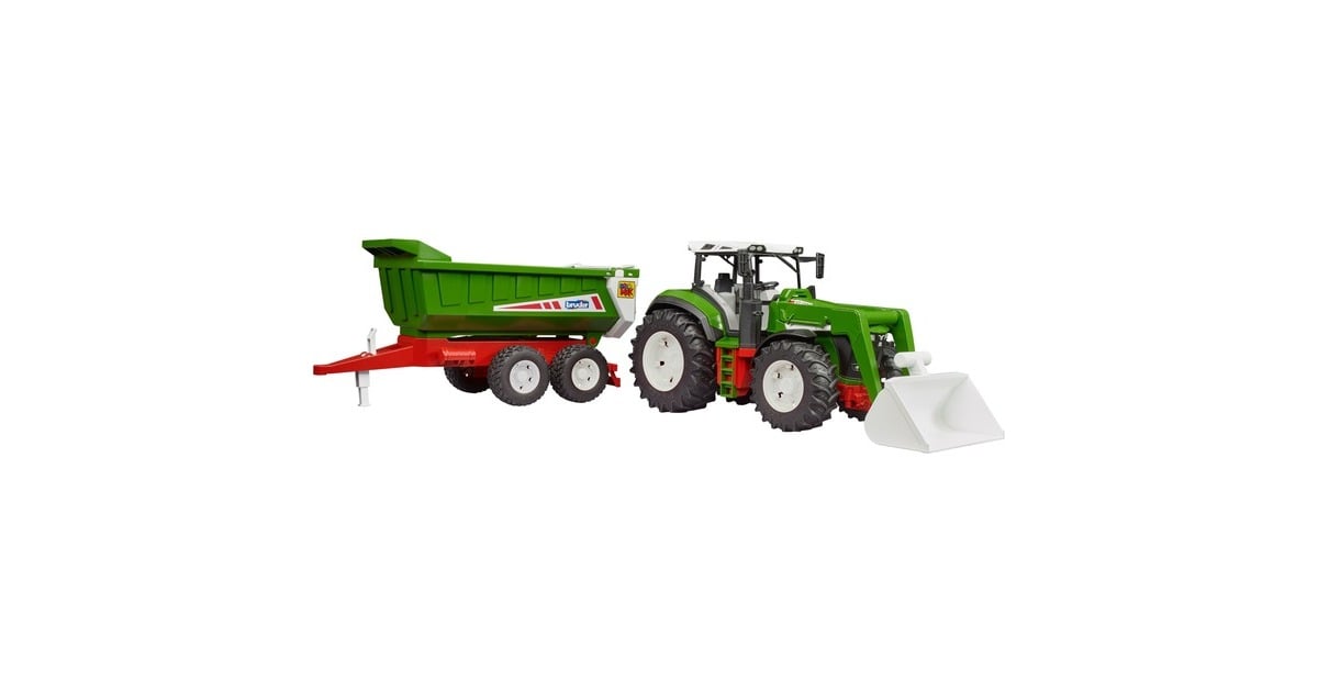 bruderRoadmax tractor met voorlader en aanhanger Speelgoedvoertuig