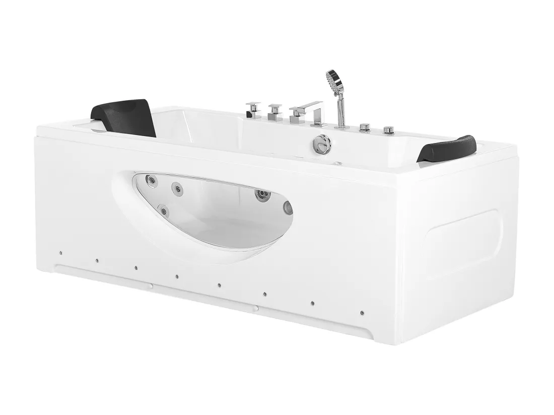 Baignoire balnéo blanche 180 x 80 cm avec LED HAWES