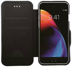iPhone SE (2022/2020) / 8 / 7 / 6S Flip Wallet Cover Leder Tasche (61716) - Schwarz