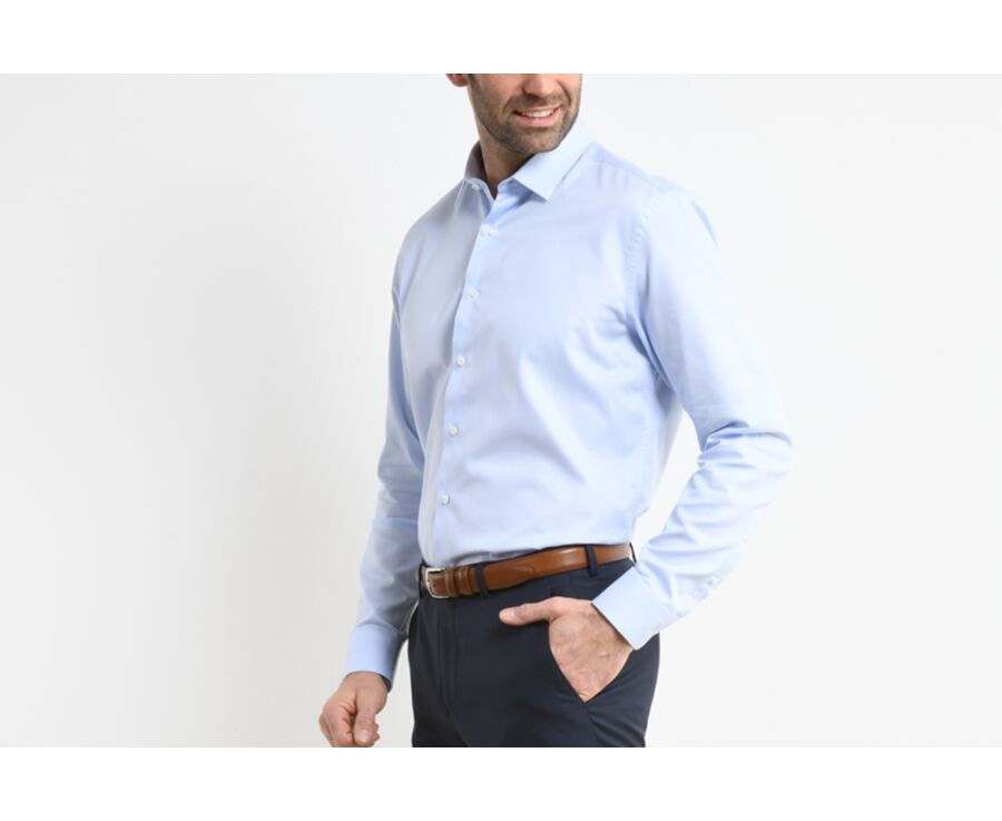 Chemise coton bleu pâle - Col français - PATERNE CLASSIC