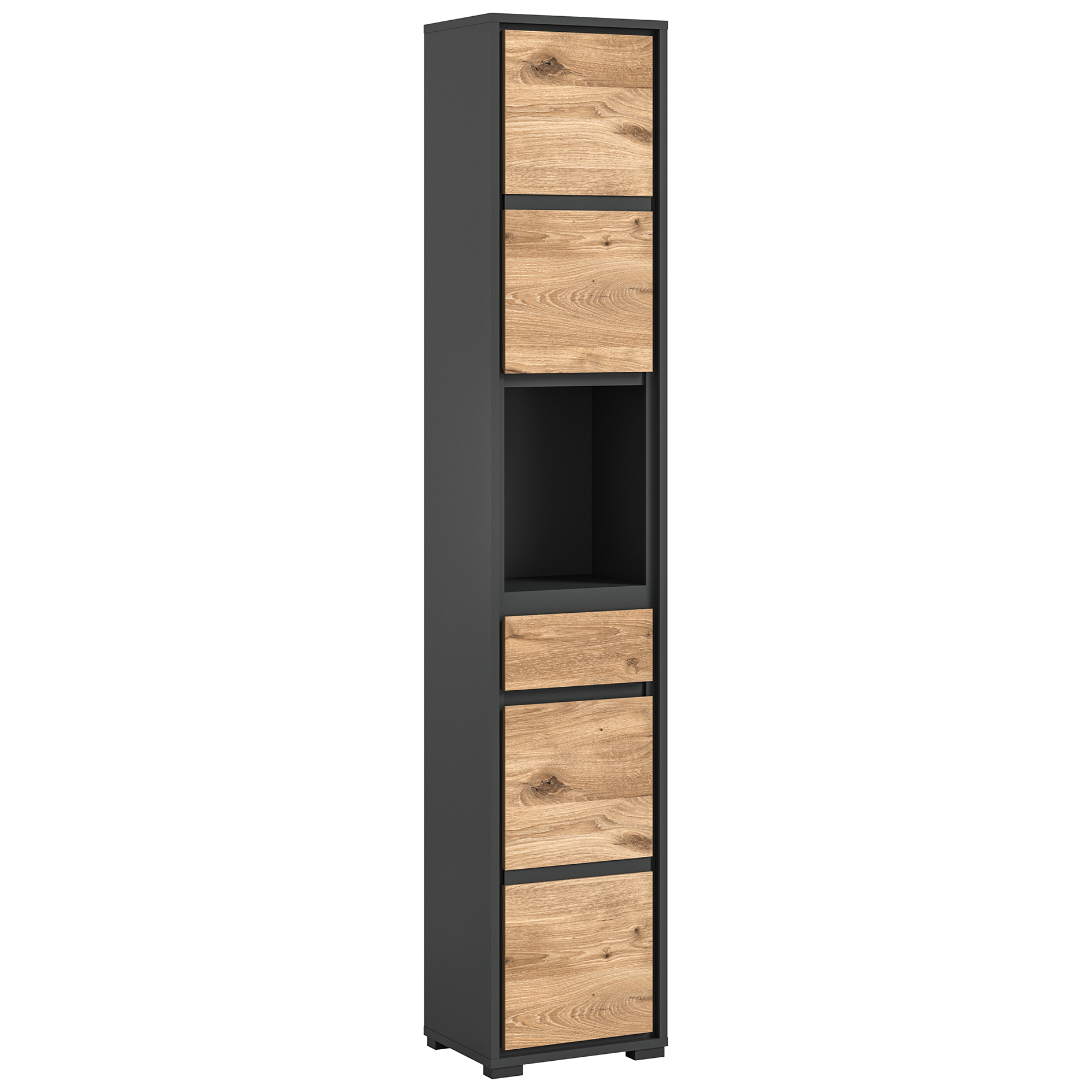 Hochschrank JARU - Nox Oak - anthrazit - 35 cm breit