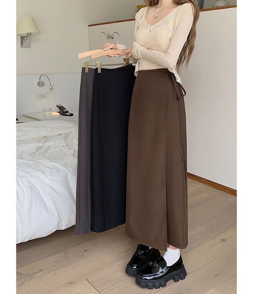 Auboi - Hoge taille effen maxi H-lijn rok