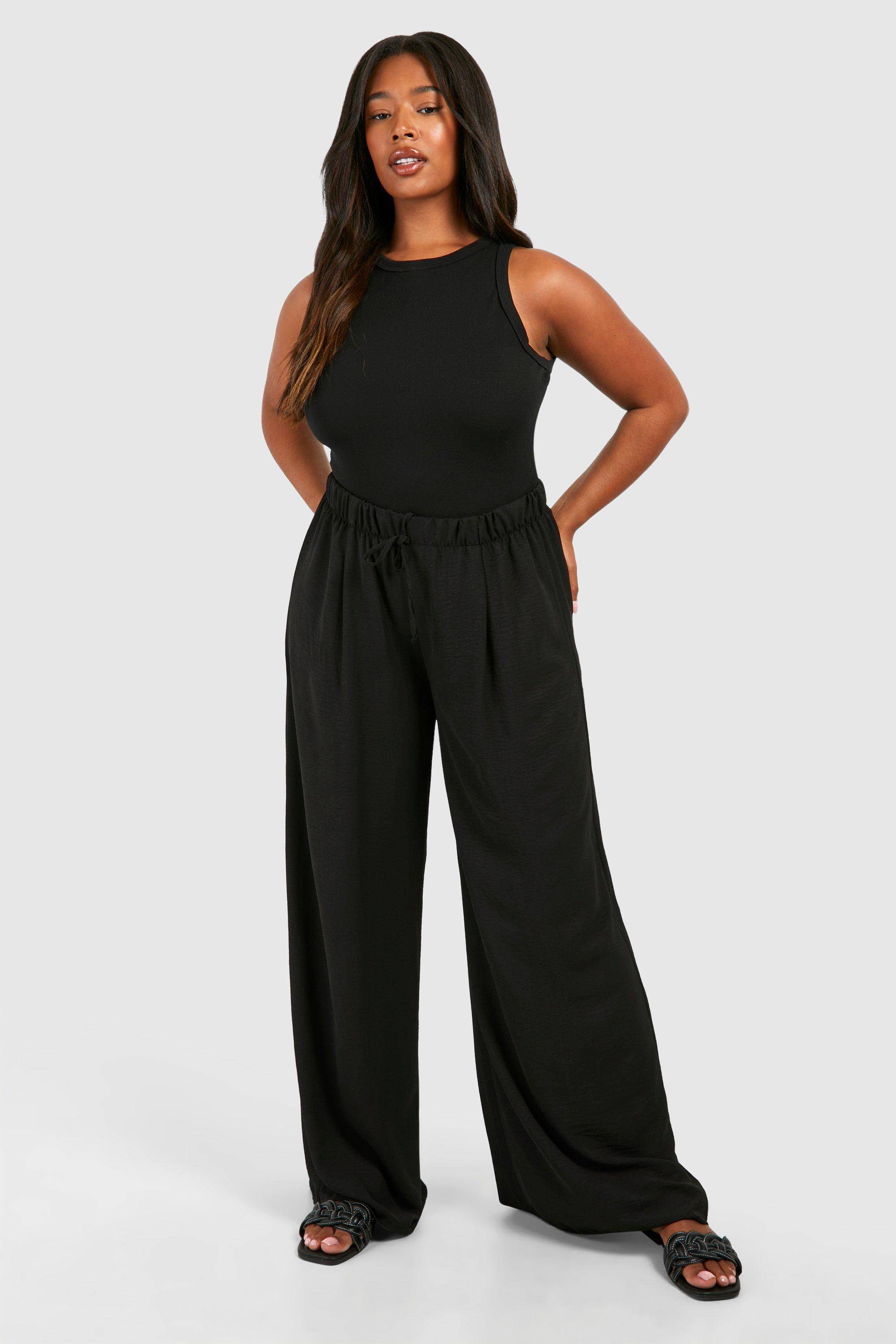 boohoo Plus Pantalon tissé Plus à cordon de serrage à jambes larges