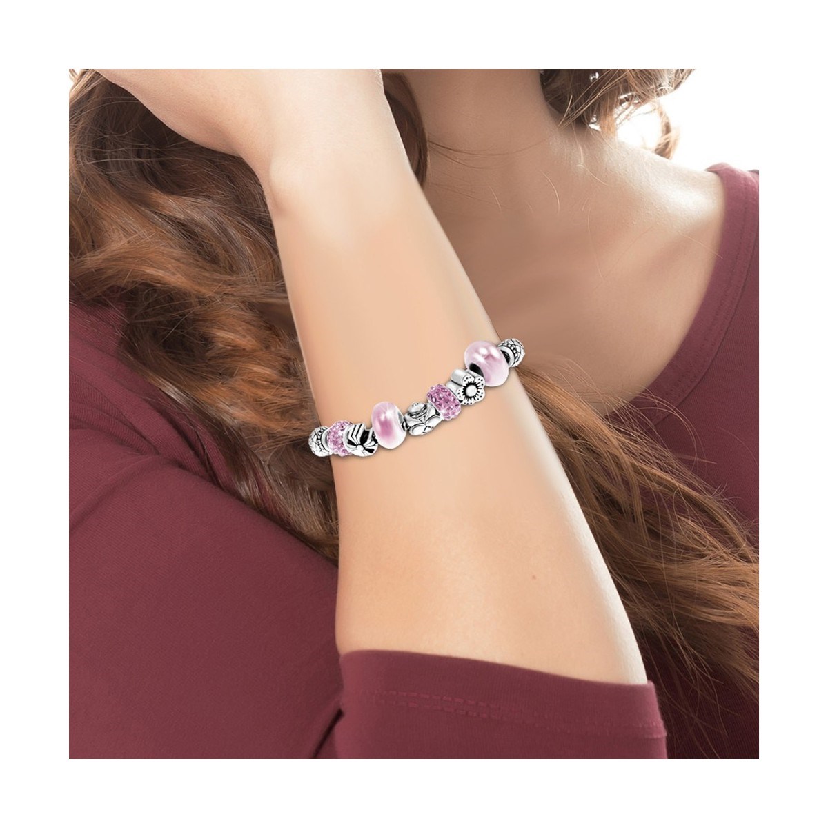 Bracelet perles SC Crystal orné de Cristaux scintillants
