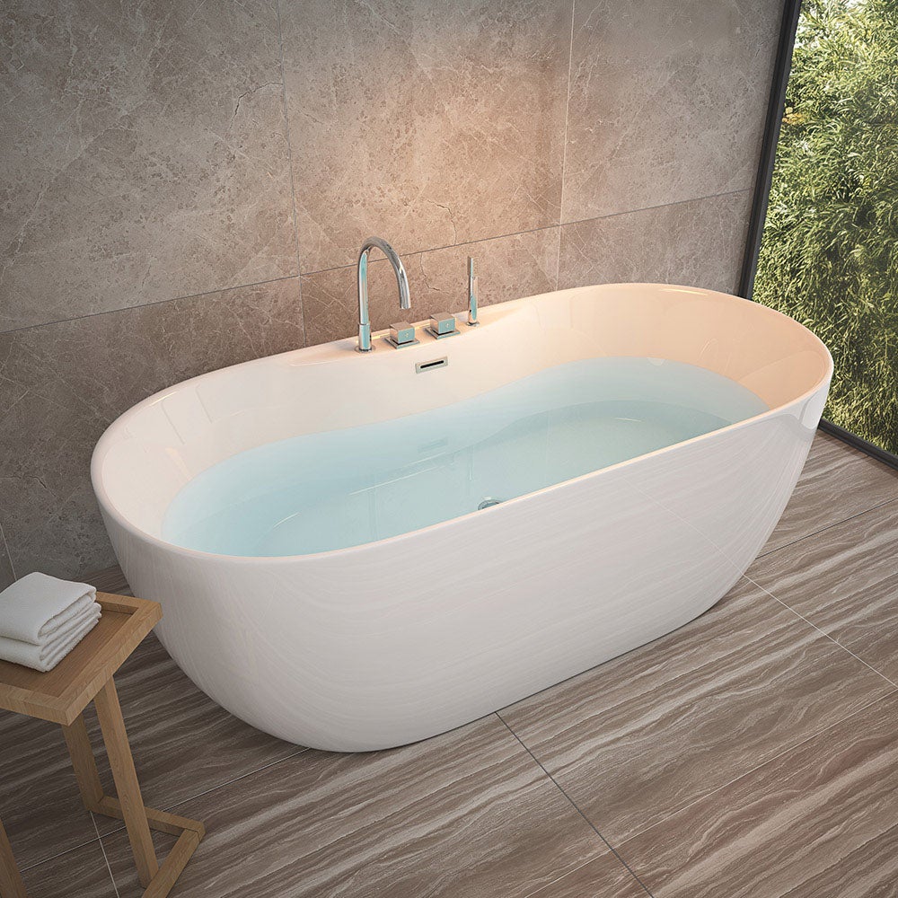 Home Deluxe - vrijstaand bad - LENI met kraan, wit - afmetingen: ca. 170 x 80 x 58 cm - inhoud: 235 liter, incl. overloopbeveiliging, sifon en afvoerplug | Spa, voor 2 personen