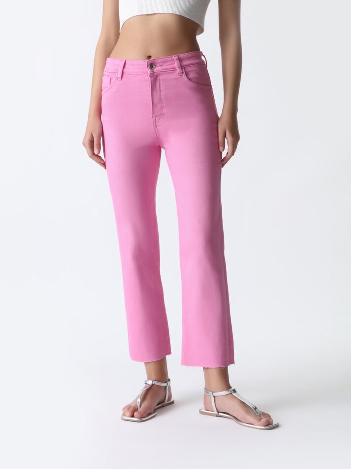 Calça jeans flare mini - Rosa Vigore