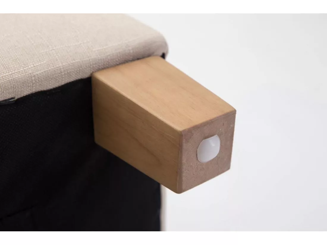 Tabouret - Tissu & Bois - Crème - Pharao