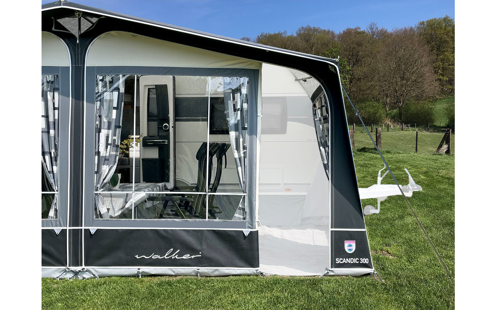 Walker Scandic 300 Wohnwagen Vorzelt Anthrazit mit Stahlgestänge Größe 855 Umlaufmaß 840 - 870 cm