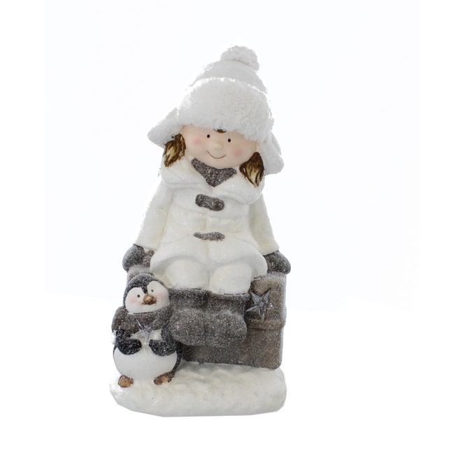 Winterkind mit LED - ca. 24,5 x 16 x 37 cm