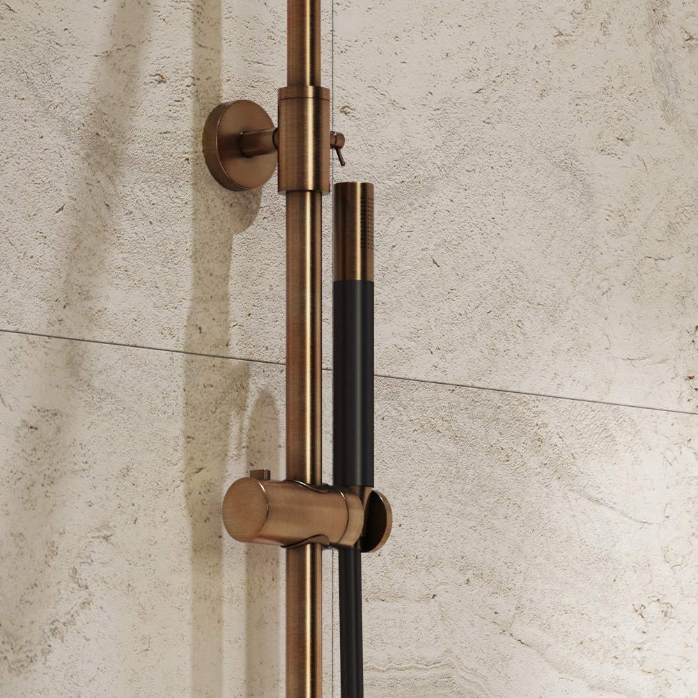Saniclear Antique Stripes Pro opbouw regendouche verouderd messing met 20cm hoofddouche