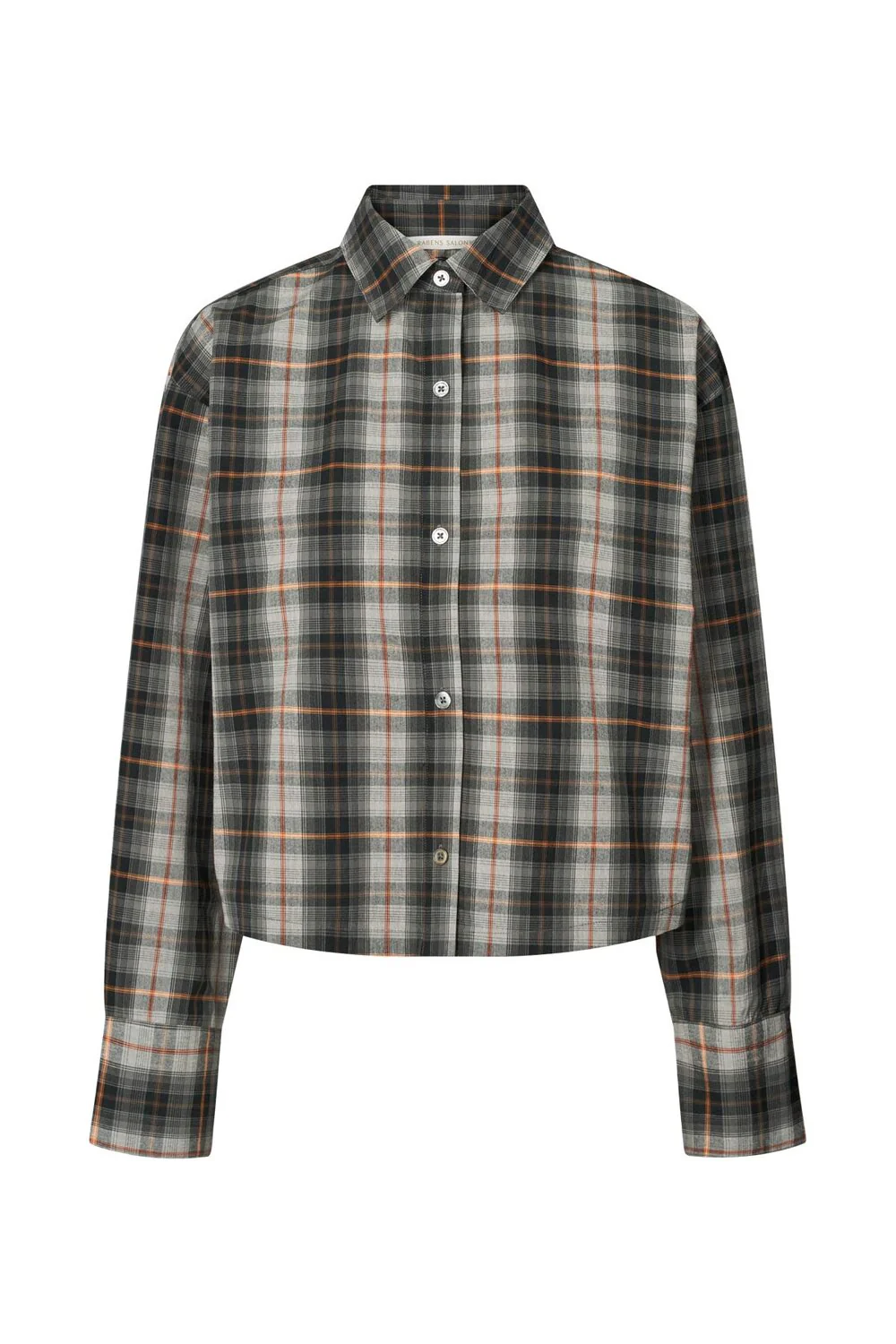 Rabens Saloner  Seval Check shirting cropped skjorte - Grey check