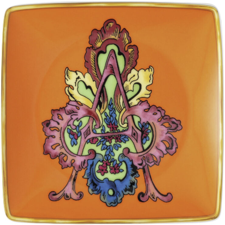 Versace Bowl 12cm sq. flat, Holiday Alphabet A, Versace Flerfarvet