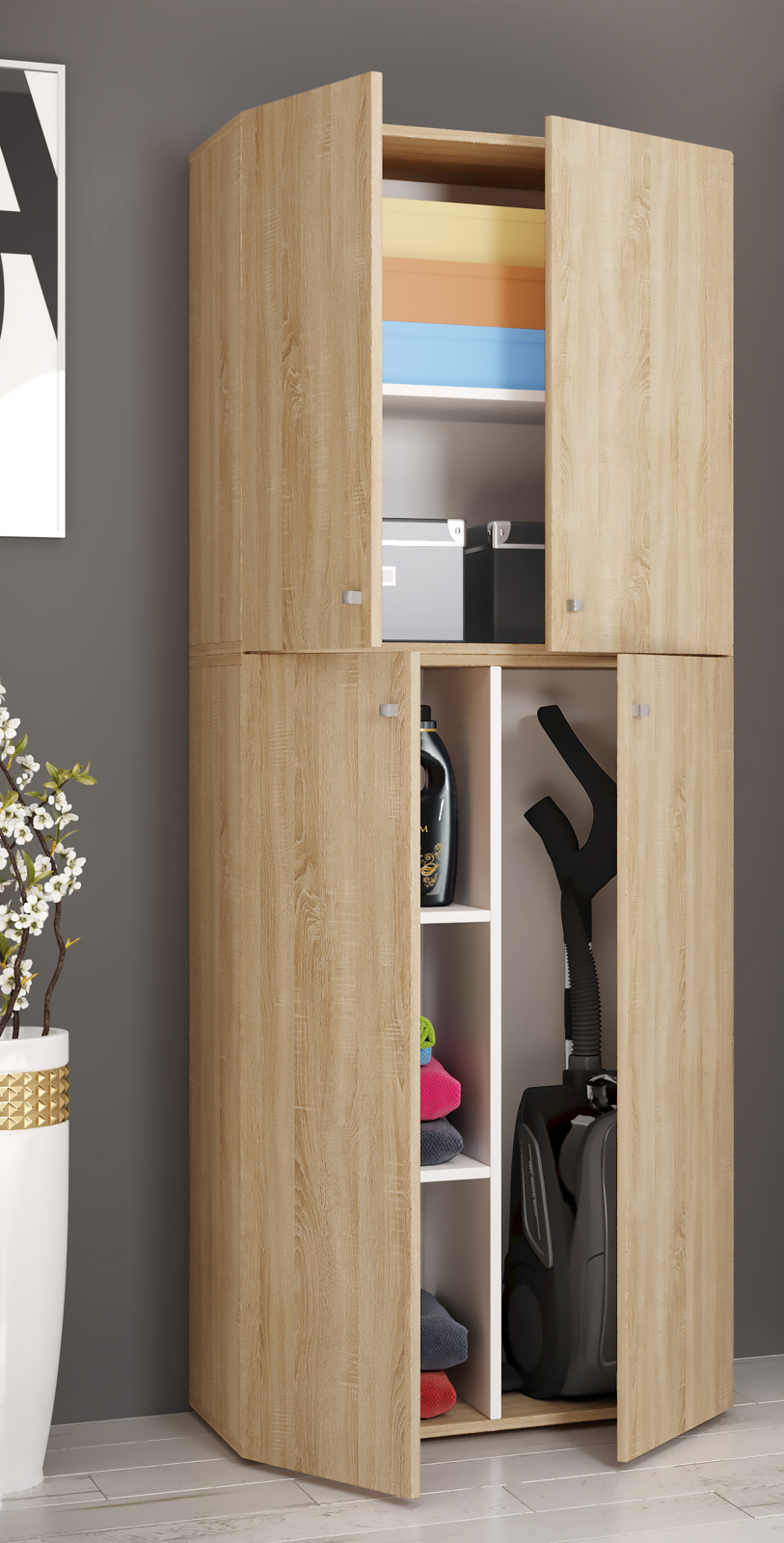 Putzschrank LONA - Sonoma Eiche - 182 cm hoch
