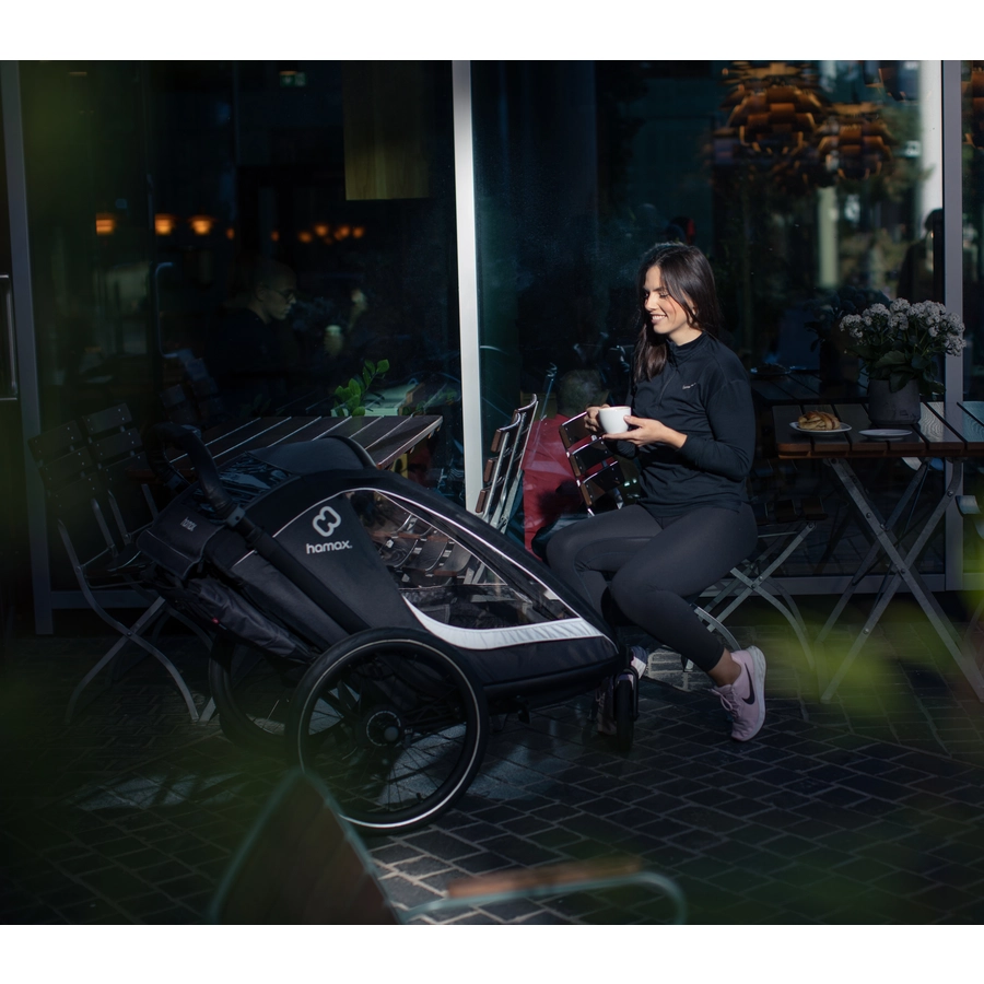 hamax Kinderfahrradanhänger Cocoon Zweisitzer greyblack